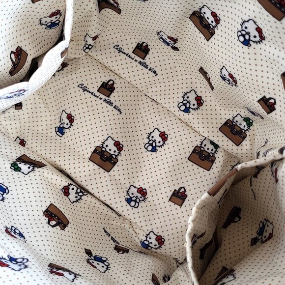 Lesportsac Hello Kitty Reversible 2-Way Smal Mini Tote White Red Bow - Picture 2 of 4